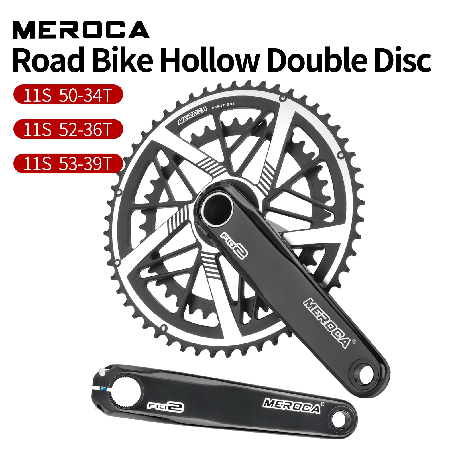 MEROCA Road Bike Crankset 9/10/11 Speed Direct-Mounted Double