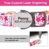 Personalized Cat Collar Quick Release Kitten Cats Collars Cute Print Nylon Pet Necklace With Bell Adjustable for Cats Puppy Pink 5