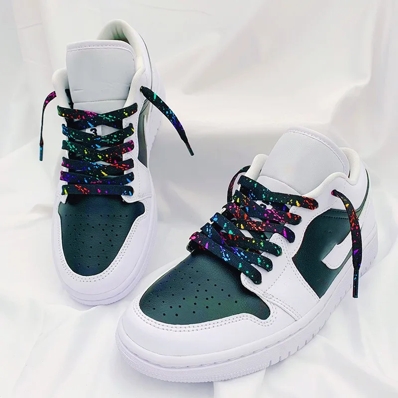 shoe laces Colorful Splash Ink AF1 Shoelaces Women Gilding Men Red Black Hand-painted Sports Casual Basketball Shoes Laces 100/120/140/160