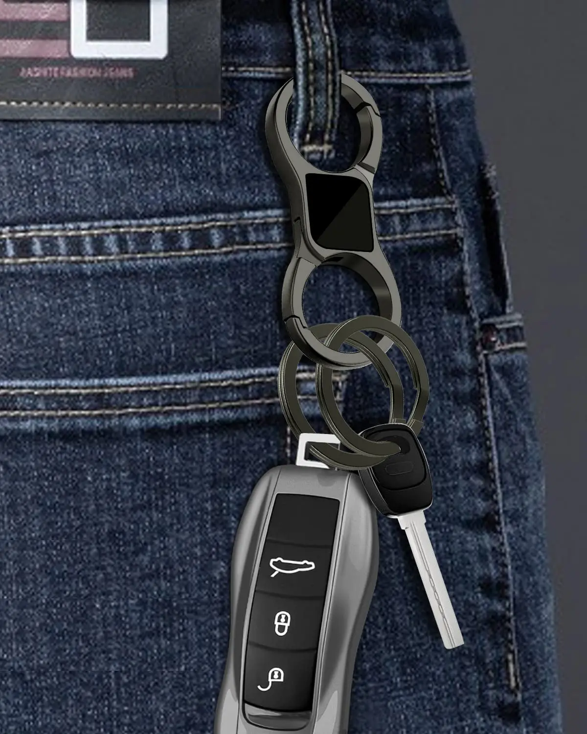 Key Chain Quick Release Spring with 4 Key Rings Heavy Duty Car Keychain Organizer for Men and Women snap hook keychain rings metal keyring key fob keychain spring ring clasp metal keyring clasp