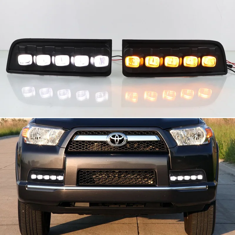 

LED DRL For Toyota 4Runner 2010 - 2013 4 Runner N28 Daylights Yellow Turn Signal Car Headlight Daytime Running Light Fog Lamp