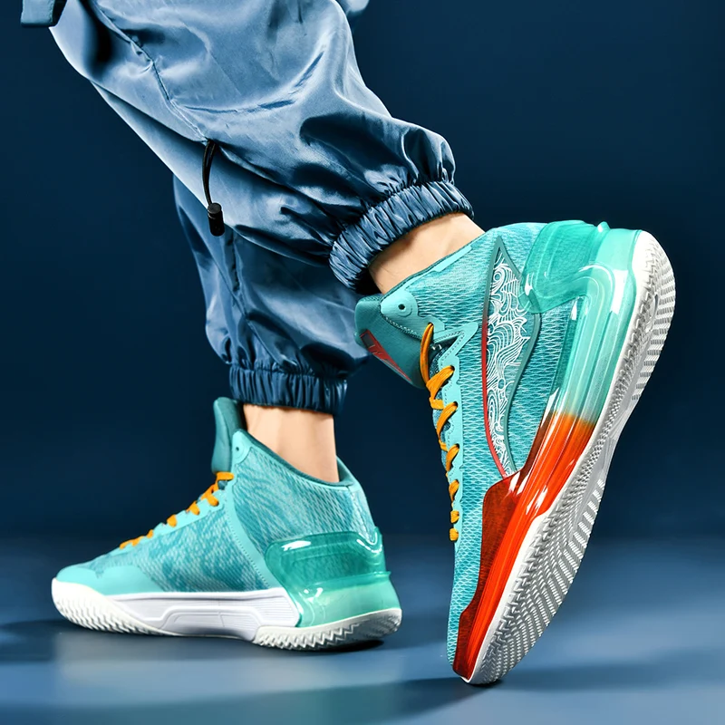 Autumn and winter high-top men's and women's basketball shoes lace-up mesh wear-resistant non-slip training shoes sneakers