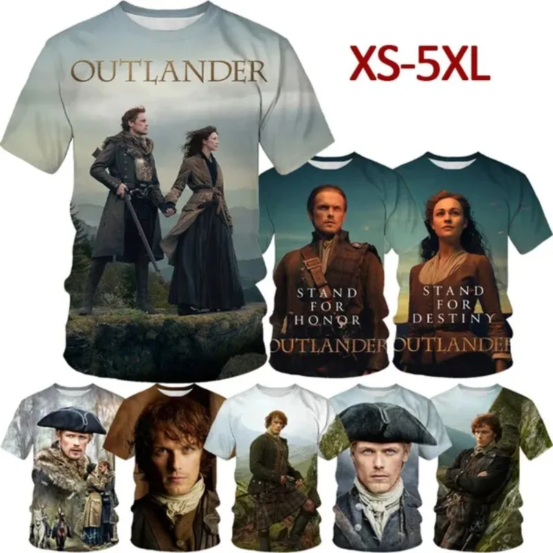 

Classic Movie Jamie Fraser Outlander 3d Printing Men's Short-sleeved Round Neck T-shirt Casual Unisex Hip-hop Trendy T-shirt