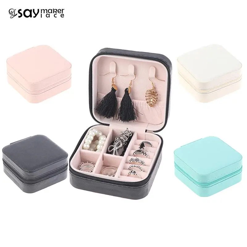 

Travel Portable Jewelry Organizer Display Travel Jewelry Case Boxes Jewelry Box Leather Storage Organizer Earring Holder 4 color