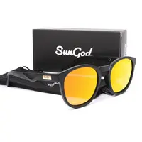 SUNGOD MIRAS Blue Mirror Sunglasses Men's Polarized Lens Glasses Retro Fashion Square Men's Sunglasses Sport S01: with box 1