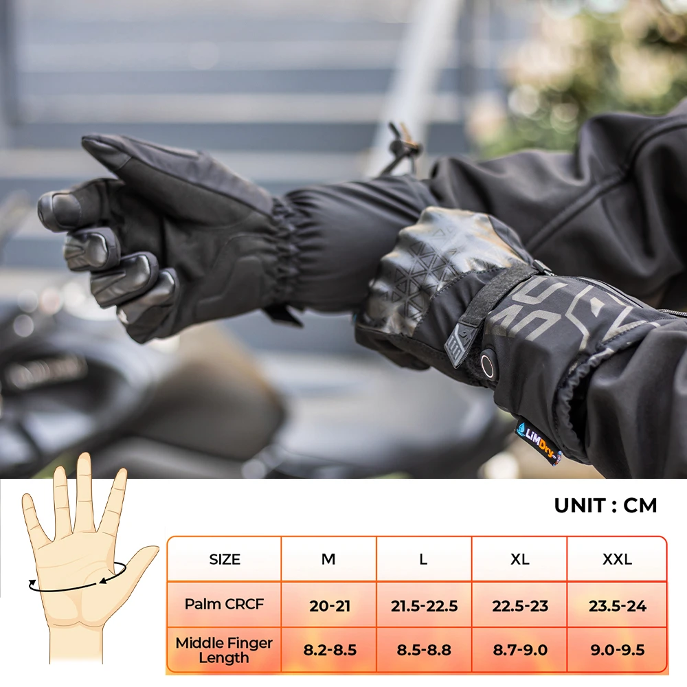 KEMiMOTO Winter Heated Motorcycle Gloves Touch Screen Outdoor