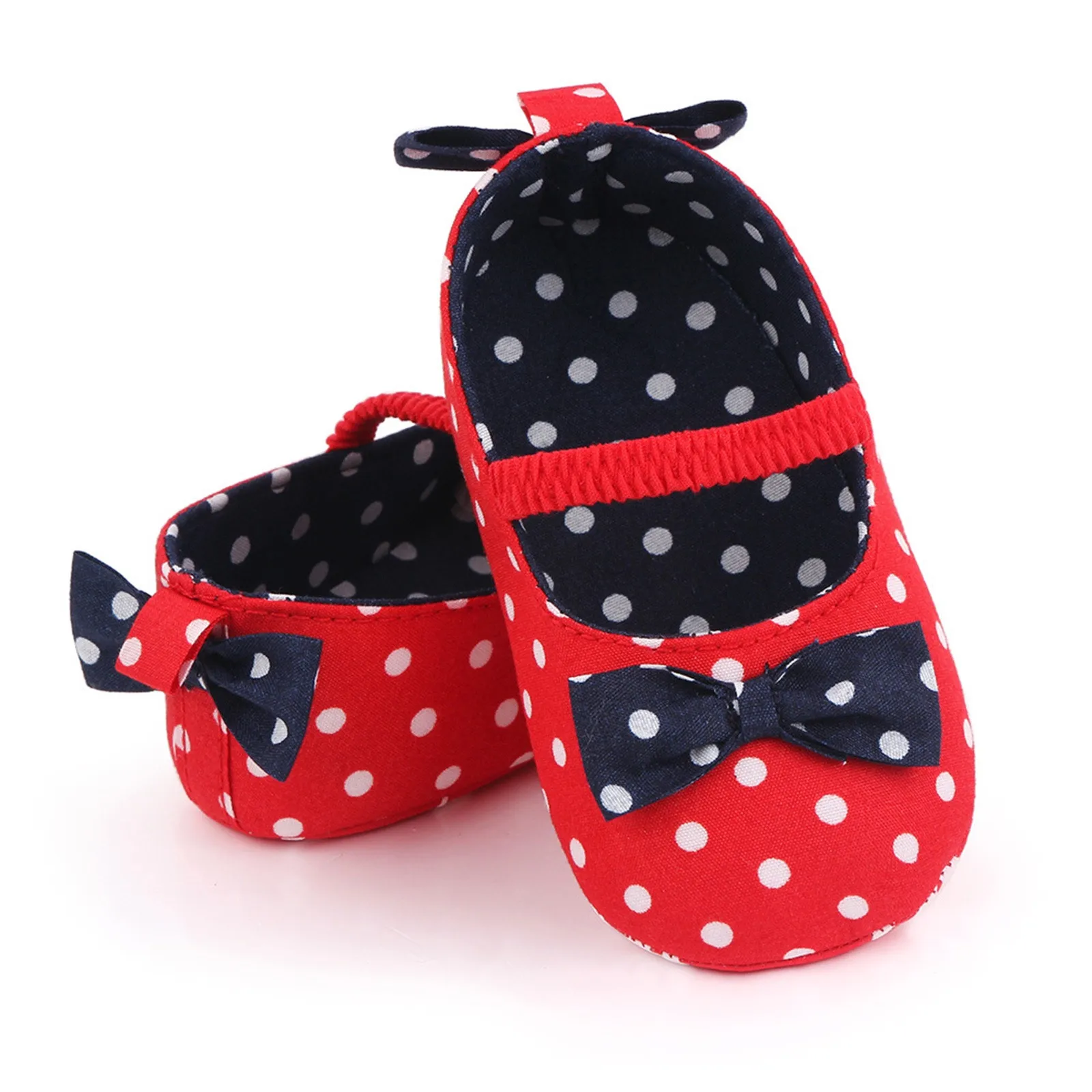 Toddler Shoes Baby Girl Bowknot Polka Dot Cute Soft Shoes Antislip