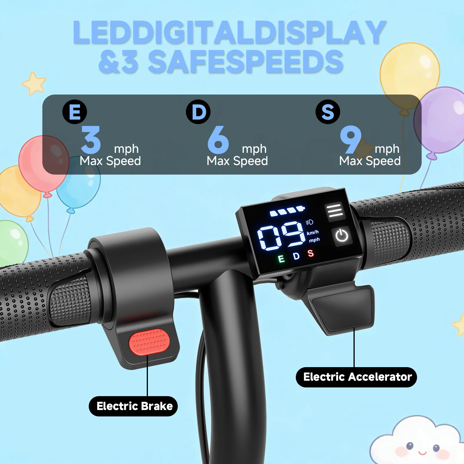 Electric Scooter for Kids – 250W Motor, 3/6/9MPH Three-Speed Modes, Up to 10-Mile Range & 6.5-Inch Tires for Safe Fun Riding 3