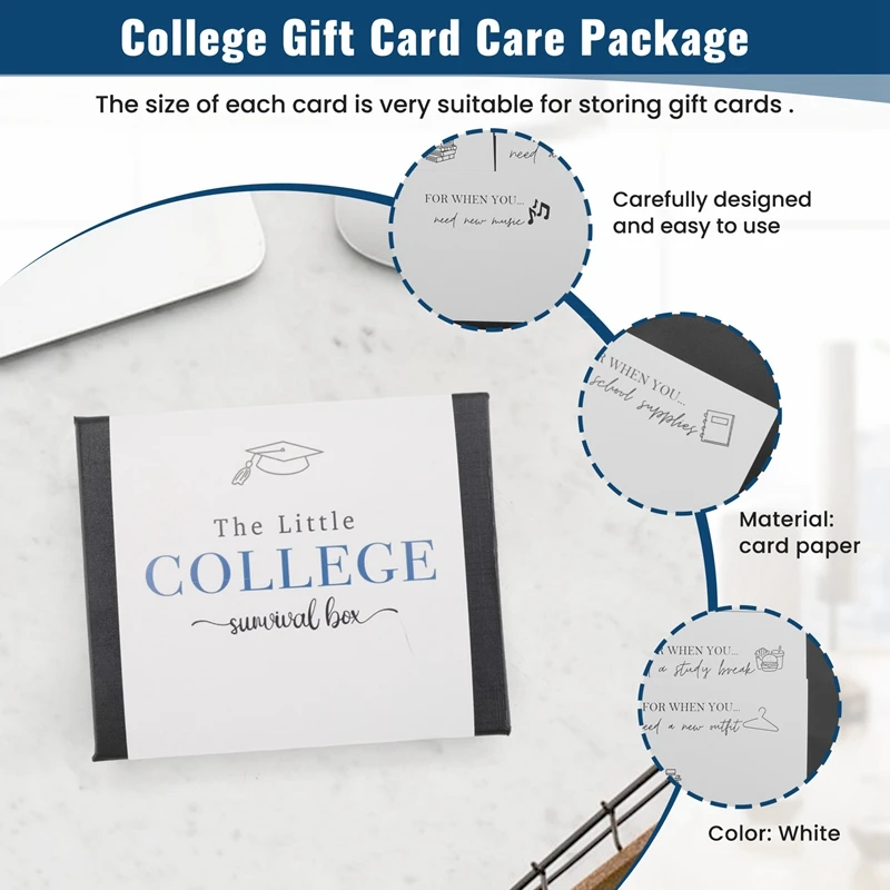 College Gift Card Care Package, College Gift Card Book, Care Package, High School Graduation Gift, Durable White & Blue