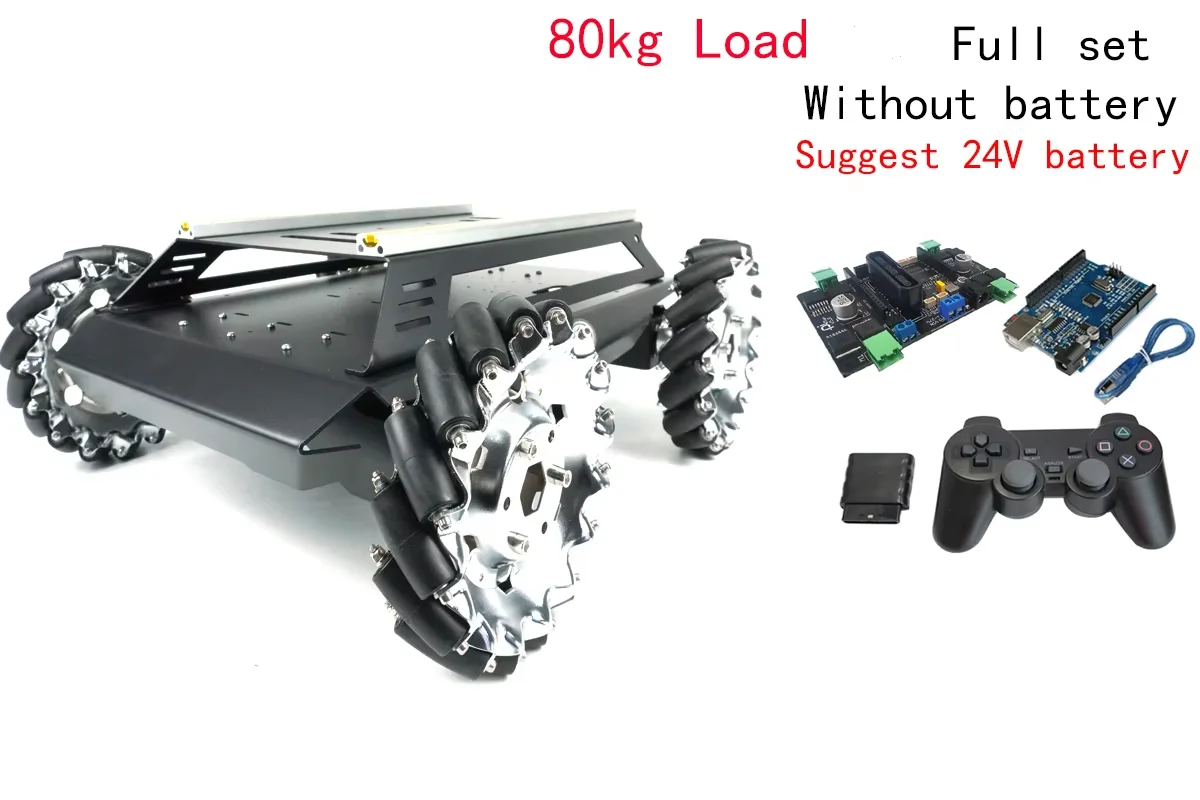 60kg Load Heavy Duty Metal Car Chassis 127mm/152mm Mecanum Wheel Trolley Omnidirectional Mobile Robot for Arduino Robot DIY Kit