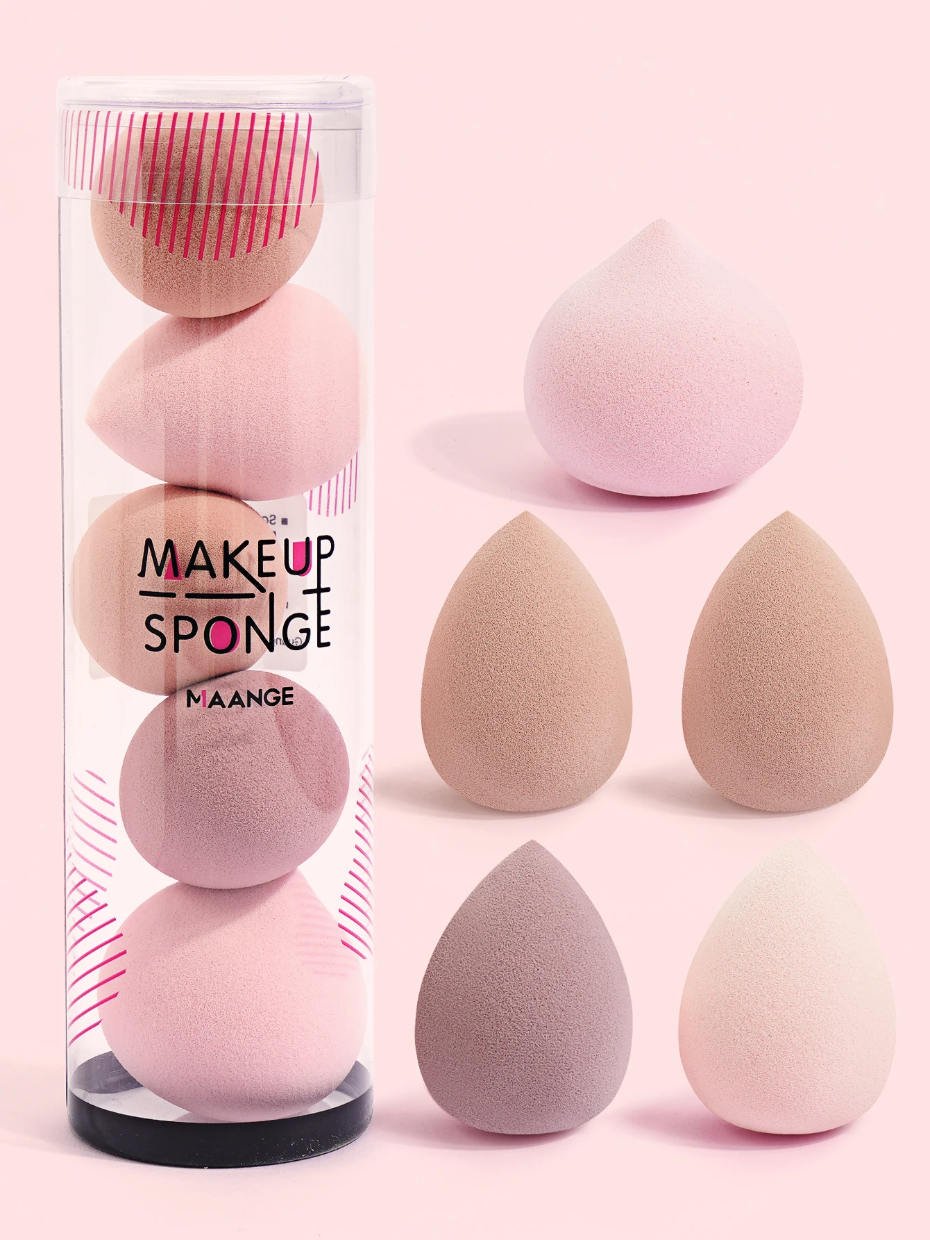 MAANGE 5PCS Makeup Sponge Blender Set Foundation Concealer Powder Cream Puff Dry&Wet Cosmetic Puff Multi-colored Beauty Sponges 1