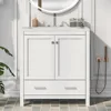 30 in Bathroom Vanity with Sink,1 Large Drawers and 2 Storage Doors,Wood Single Sink Bathroom Vanity,Modern White Bathroom 3