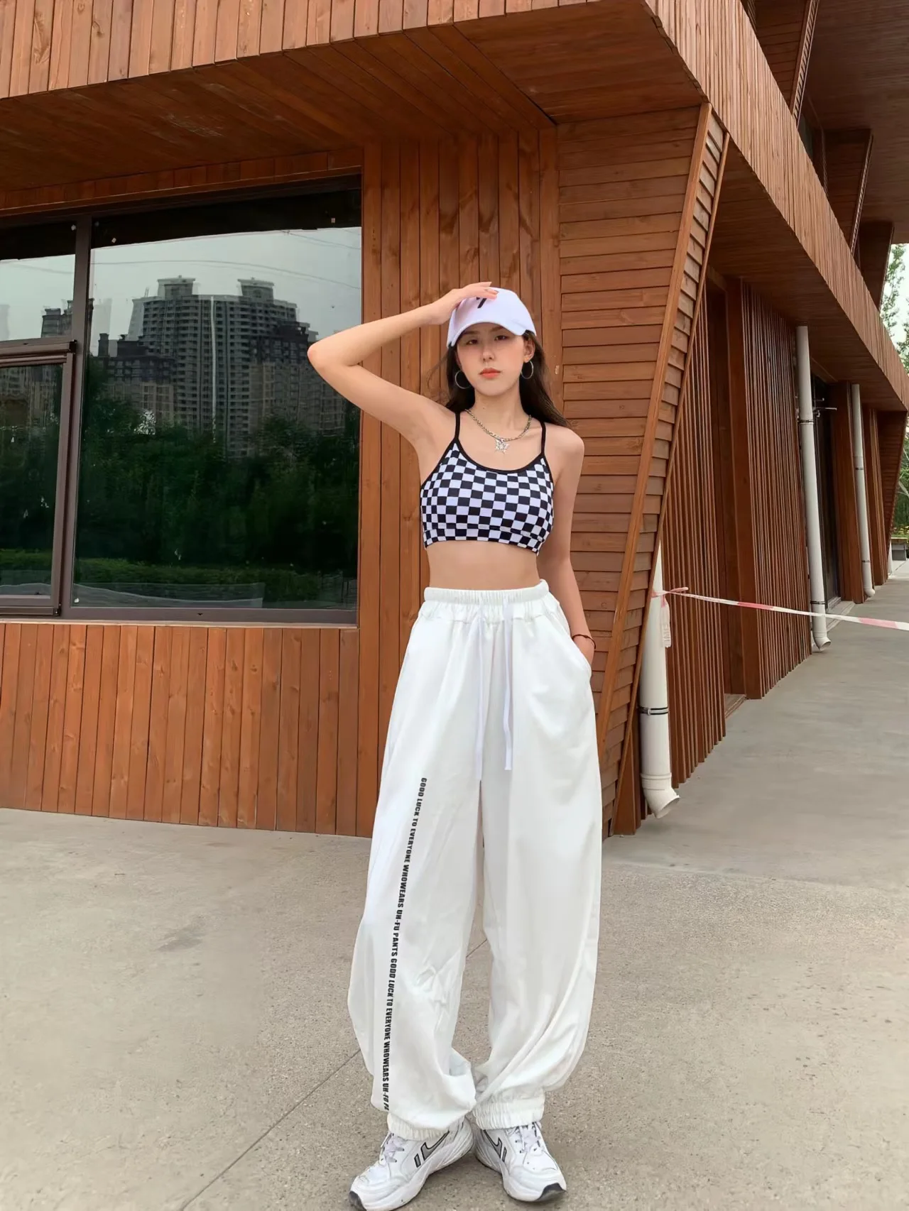 Europäische amerikanische Stil Frauen Hosen hohe Taille lässig Kordel zug Design Frau Hose neue Frühling Sommer y2k Hosen – Detail 4