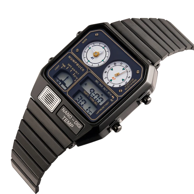 HUMPBUCK Digital Watch Multifunctional Anadigtemp Watches for Men