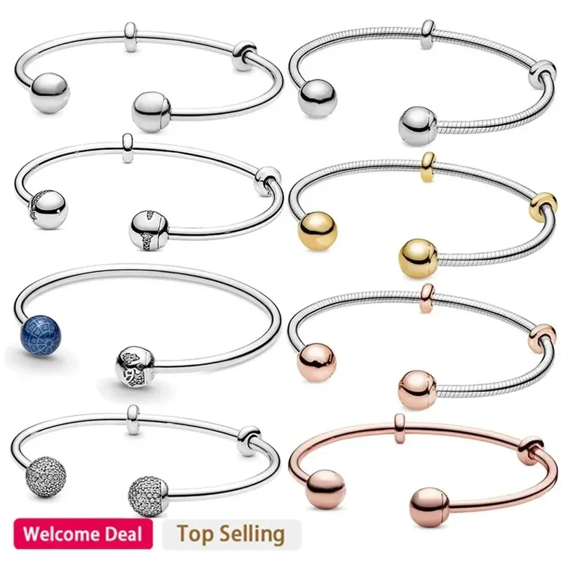 

2024 Hot selling Women's Classic 925 Sterling Silver Bracelet Original Charm Ring Earrings DIY Gift Luxury Jewelry Necklace