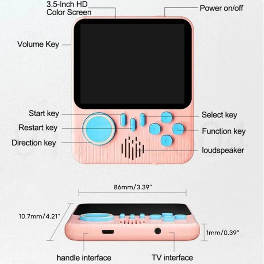 Console di gioco portatile retrò G7 da 3,5 pollici ad alta definizione, supporta la TV e ha 666 videogiochi integrati - immagine 6