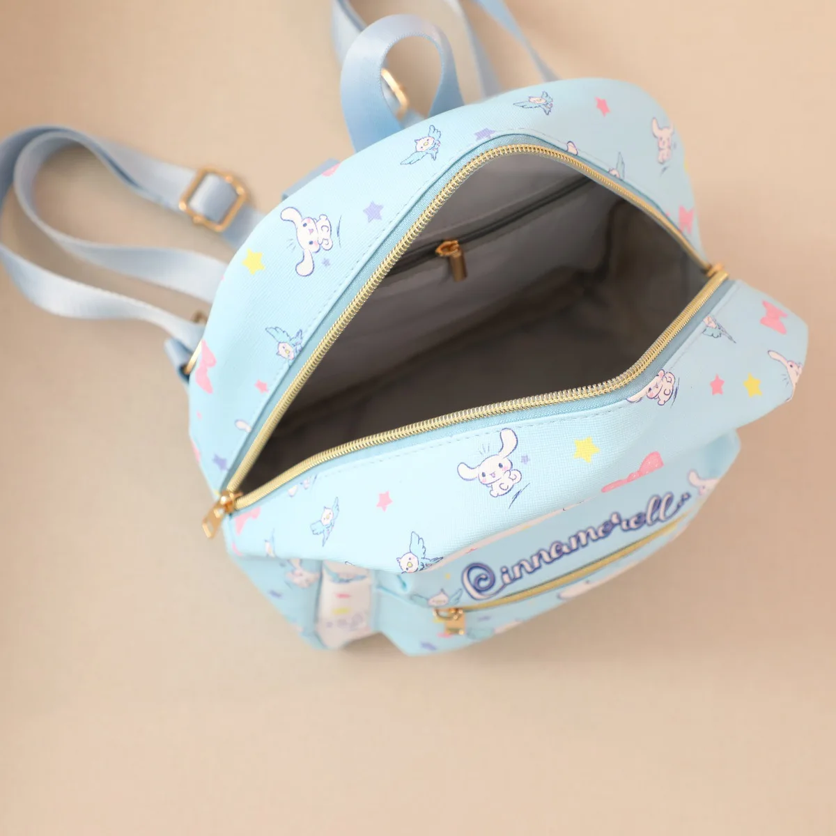 Cartoon Cute Hellos Kittys Pattern Small Backpack Casual Shopping Kuromis Cinnamorolls Leather Waterproof Zipper Backpack