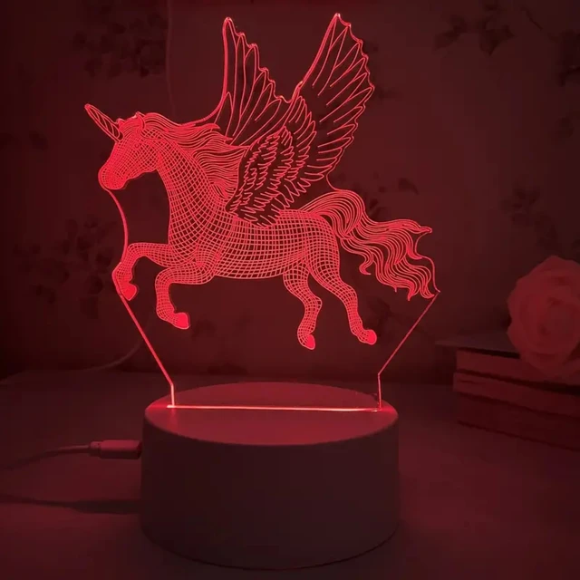 Perfect for Nursery, this Vibrant and Colorful 3D Flying Horse Night Light with Easy Touch Control Switch is Ideal for 0+ Years  5