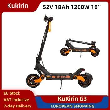 KuKirin G3 Scooter Elettrico Pieghevole 1200W 52V 18Ah 10" Pneumatici Tubeless Pieghevole E-scooter 120Kg di Carico 60km Gamma 23 °   Arrampicata su colline