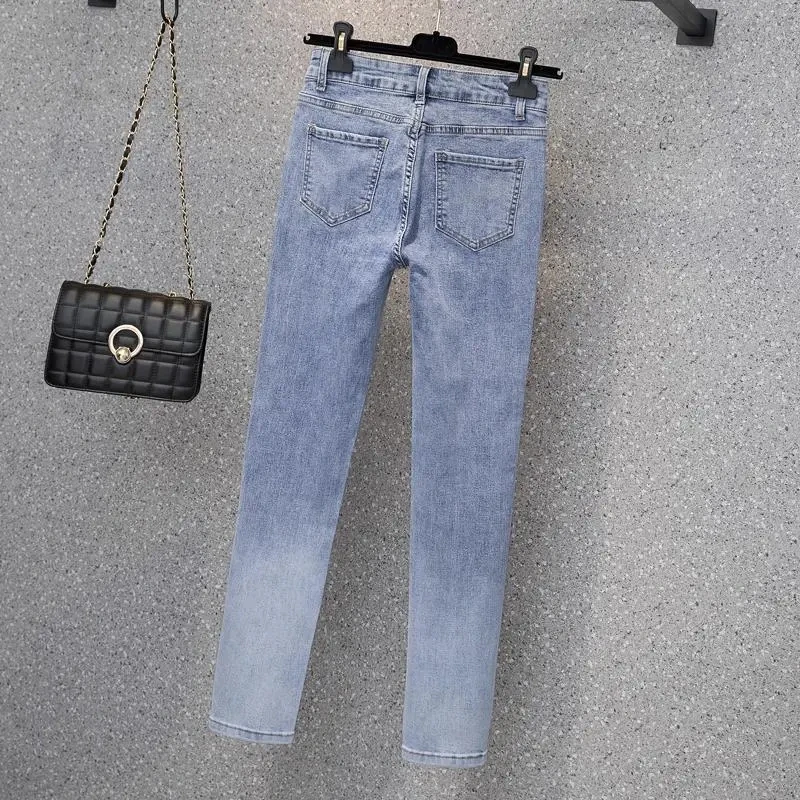Fashionable Small Leg Women's Jeans Pantalones Tiro Alto Mujer High Waisted Slim Fit Elastic Skinny Casual Pencil Women Pants