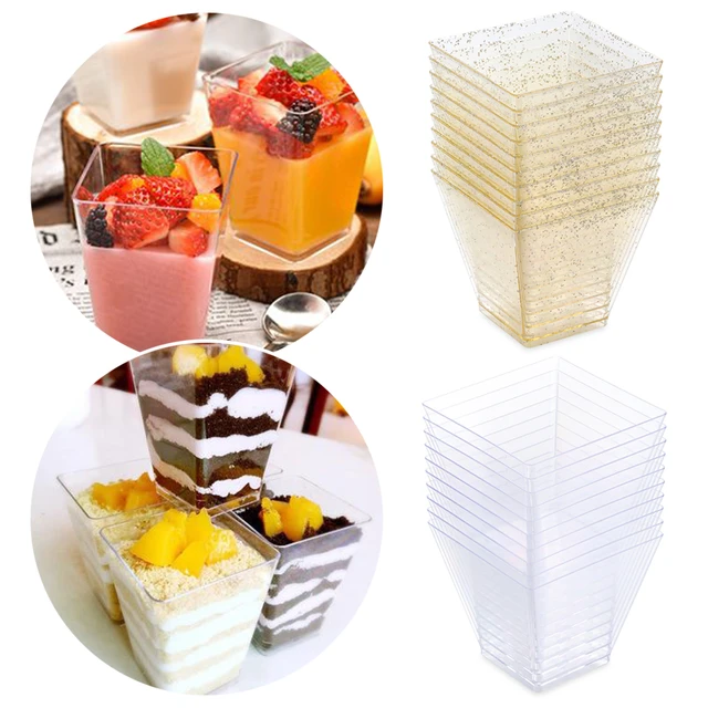 Disposable Dessert Cups Lids  Plastic Disposable Pudding Cup - 50pcs  Disposable - Aliexpress