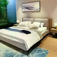 Lit en tissu minimaliste moderne, chambre principale de luxe abordable italienne, 1.5 m, 1.8 m, coton et lin de haute qualité 1