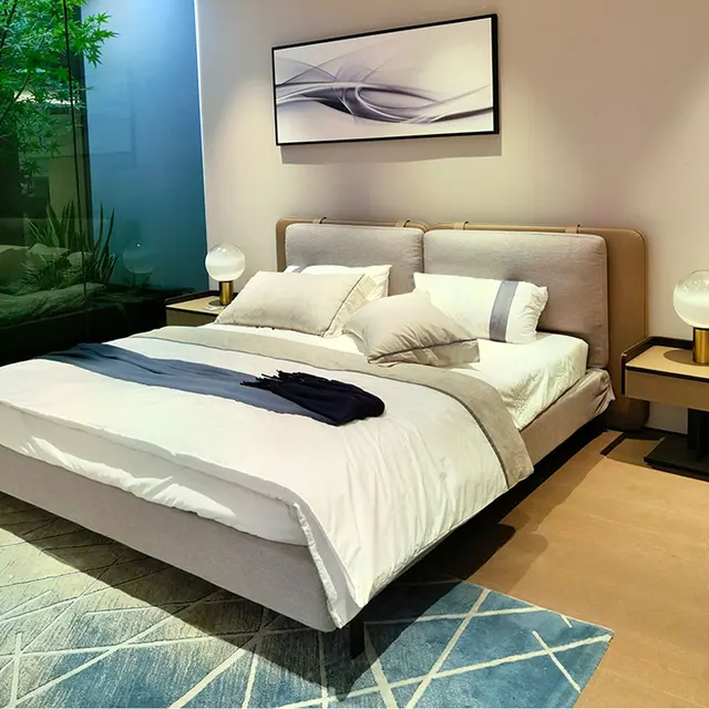 Lit en tissu minimaliste moderne, chambre principale de luxe abordable italienne, 1.5 m, 1.8 m, coton et lin de haute qualité 1