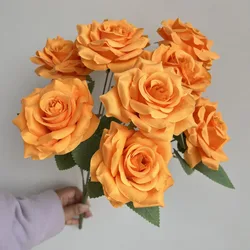 Diamond Roses Bouquet - Elegant Artificial Flowers for Home and Wedding Decor (Orange)