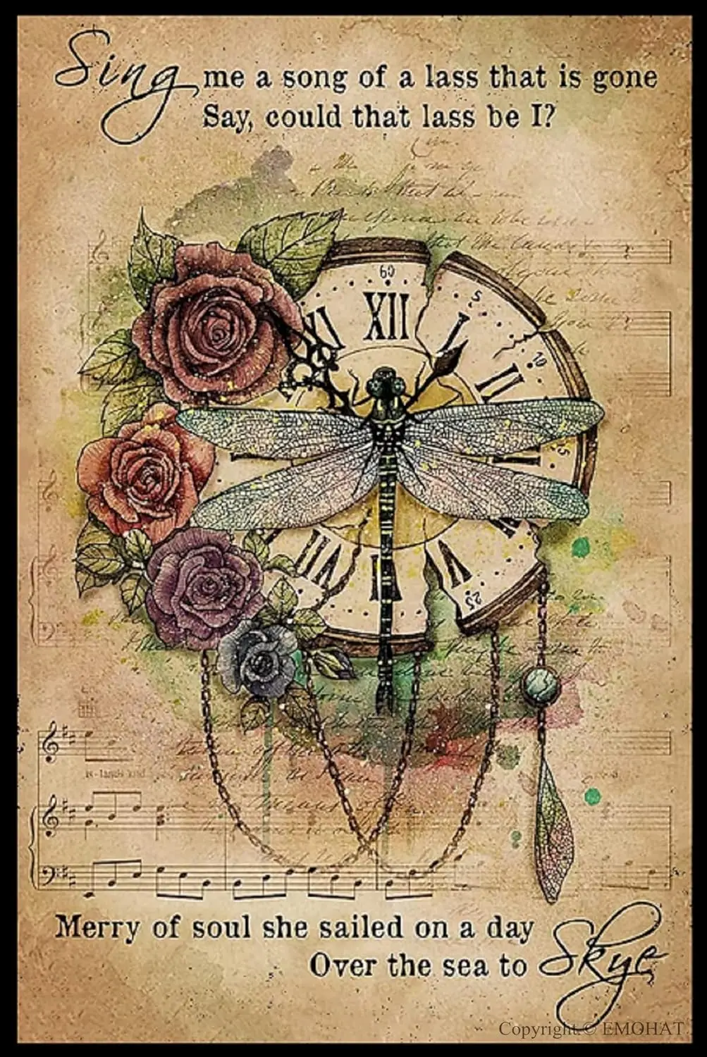 Металлический знак, Надпись Знак Ретро Sing меня песню девушки, которая вышла, скажем, не могли бы эта девушка быть я, музыкальный лист, петь мне песню Стрекоза металл