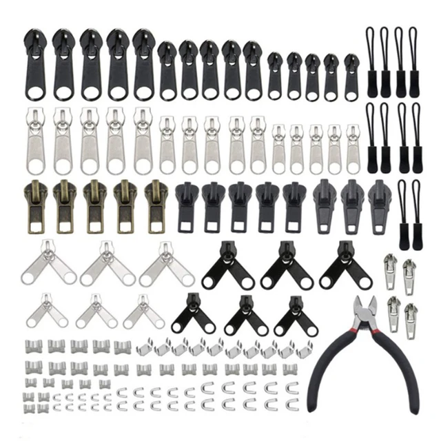  24 Pcs #5#7 Zipper Sliders Replacement Zipper Pull Repair Kit  Includes top and Bottom stoppers for Clothing Bags Purses Luggage Metal Plastic  Nylon Coil Jacket Zippers Supplies