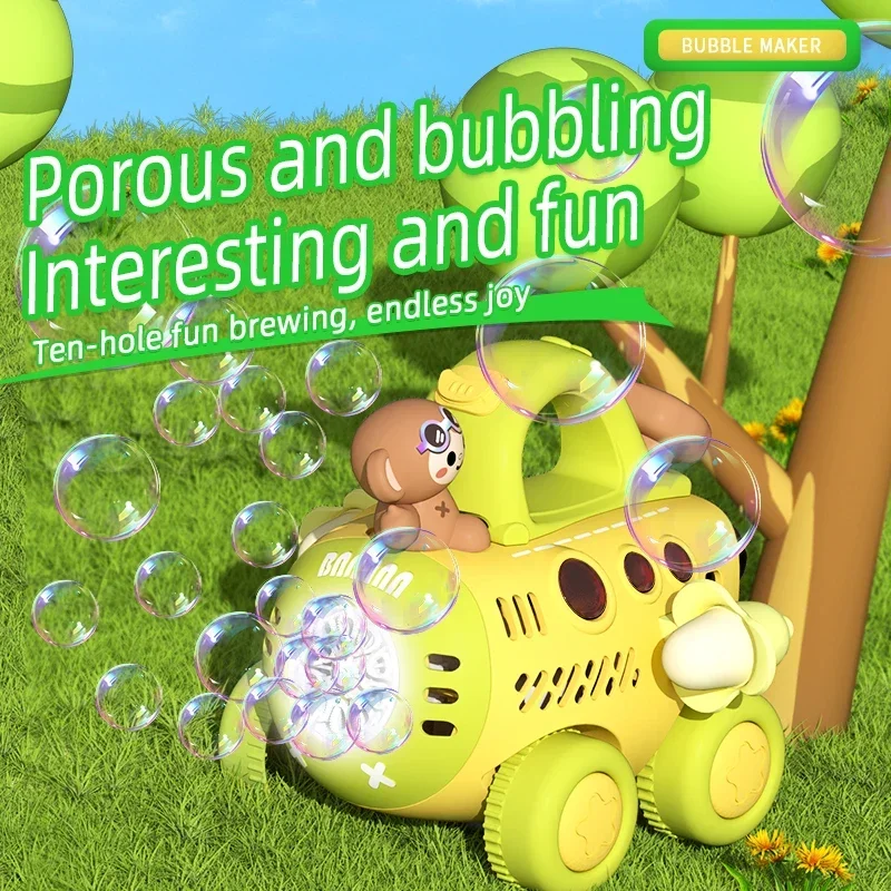 Trolley Bubble Machine Gun Cart Cartoon Animal Car Electric Automatic Soap Bubbles Car Outdoor Party Game Children Toys for Kids
