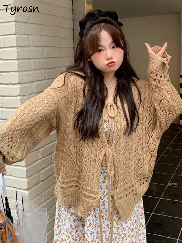 

Cardigan Women Hollow Out Daily Loose Leisure Students Designer Solid Fashion Autumn Comfortable Sweater Korean Style Simple New