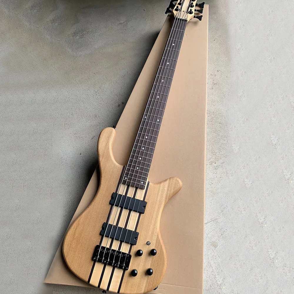 

6 Strings Neck Thru Body Elm Electric Bass Guitar with Rosewood Fretboard 24 Frets Customizable