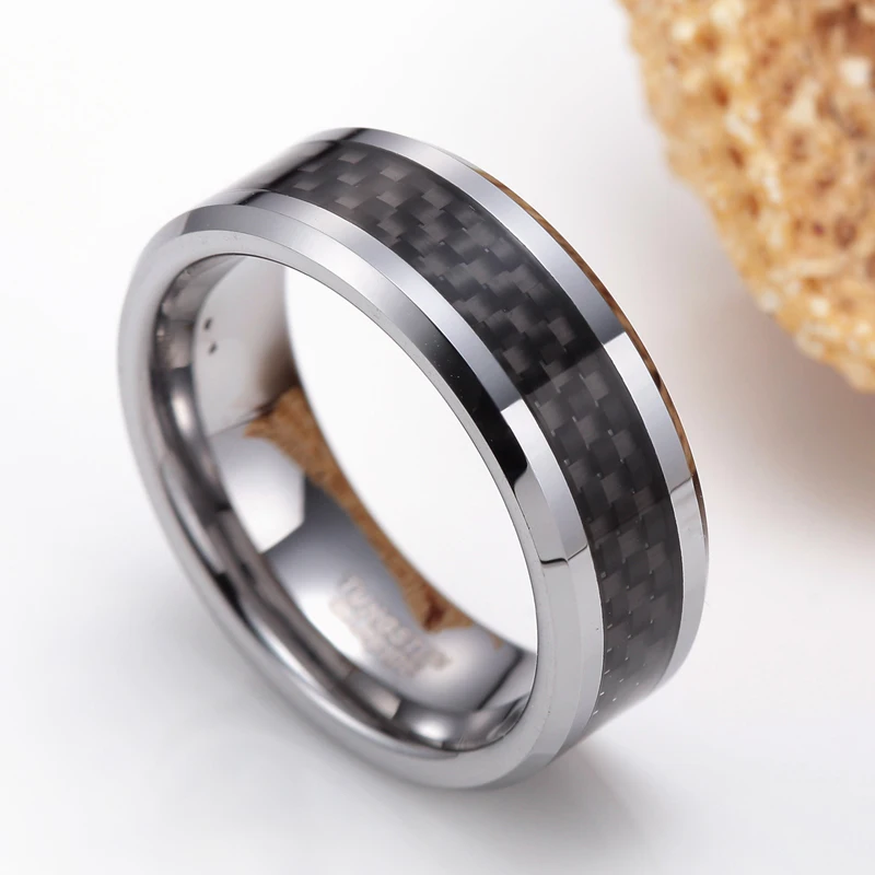 Titanium Mens Ring TIGRADE Titanium Ring 6mm 8mm Blue Centre