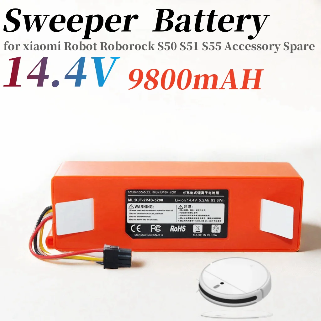 

14.4V 9.8AH lithium-ion battery original robot vacuum cleaner replacement for Xiaomi Robot S50 S51 S55 spare battery accessories