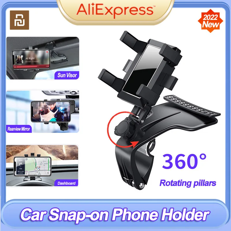 

Youpin Car Phone Holder Smartphone Suporte Stand Celular Hidden Parking Sign 360 Degree Rotation Carro Pour Voiture Tray Stands