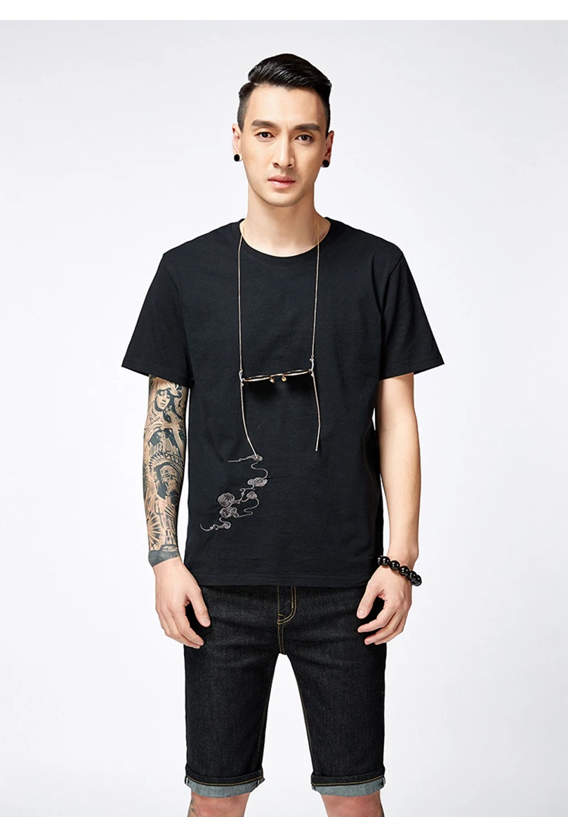 Kylin Stickerei Sommer T-Shirt Herren Übergröße 4XL Baumwolle O-Ausschnitt Yokosuka T-Shirts Herren Sukajan Streetwear 2025 Marke Z1A1 – Detail 4