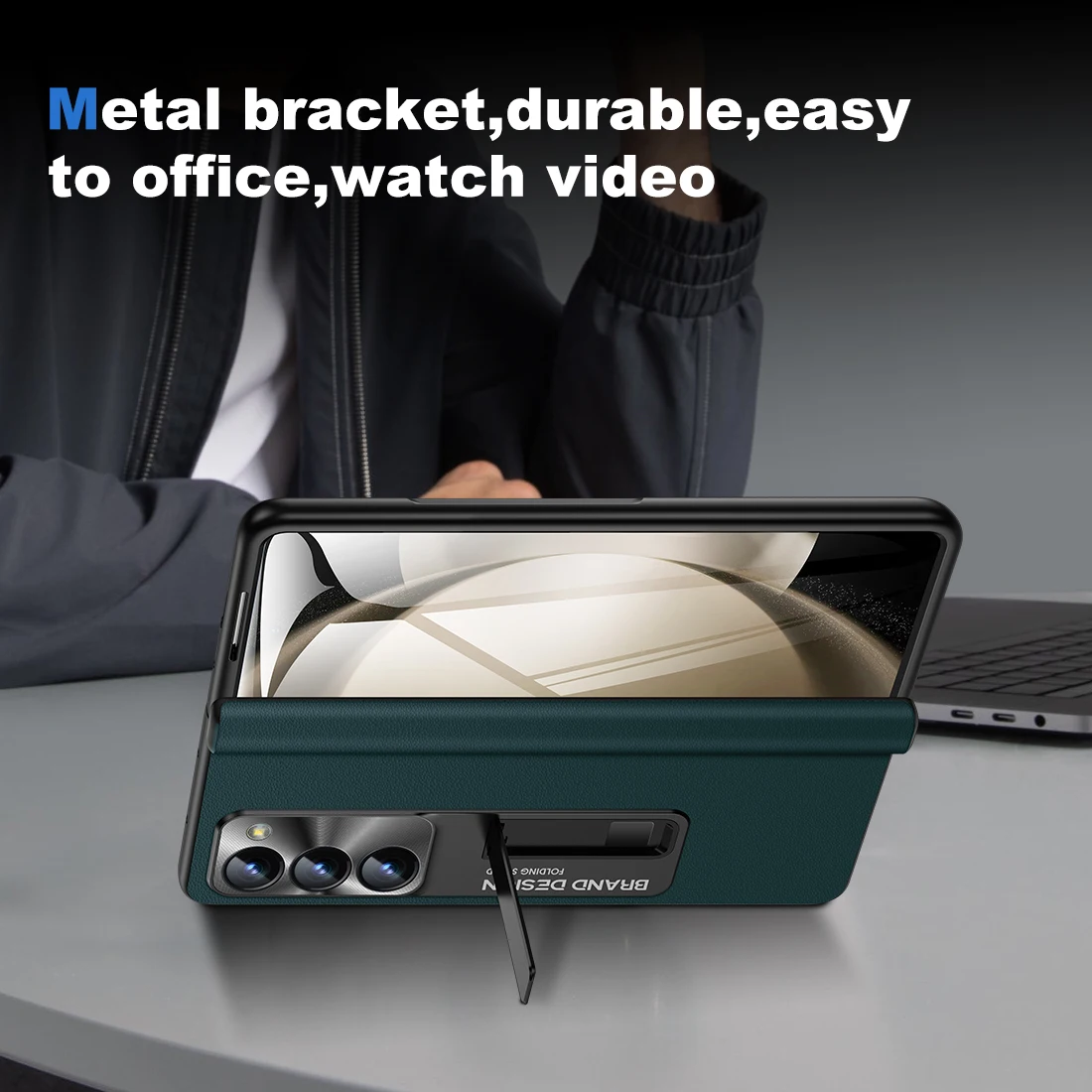 Genuine Leather Case for Samsung Galaxy Z Fold 5 Magnetic Hinge Protection Z Fold 4  Shockproof Phone Case with Screen Protector