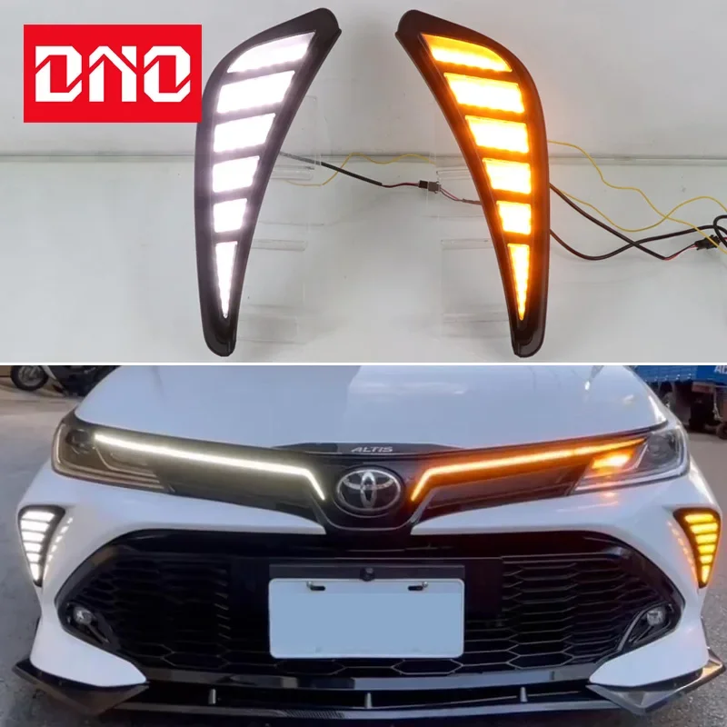 

Дневной свет для автомобиля, дневной свет для Toyota Carolla GR Sport 2021 2022, желтый сигнал поворота, ночные синие дневные ходовые огни, автомобильная лампа для вождения