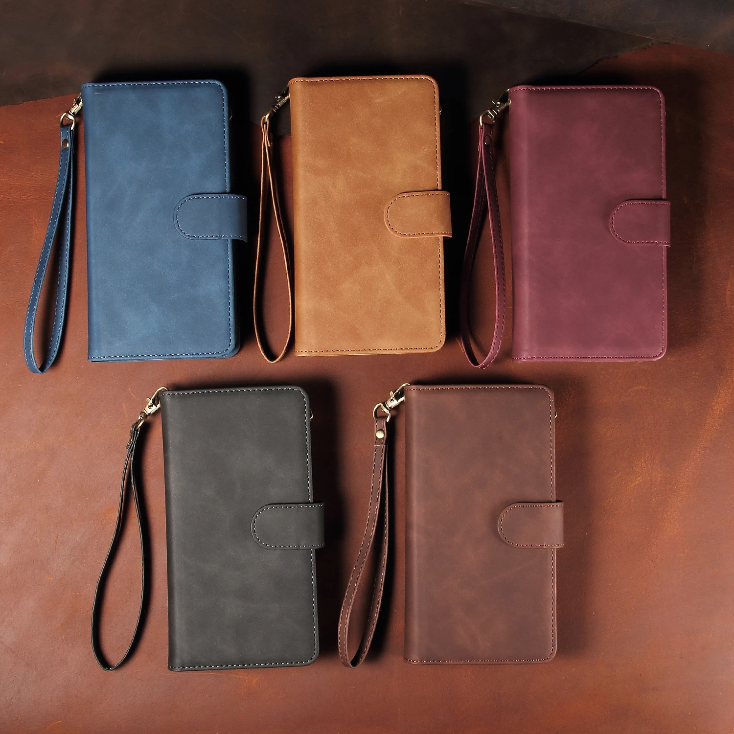 Luxurious Multi-Card Slot Zipper Magnetic Flip Leather Wallet Case