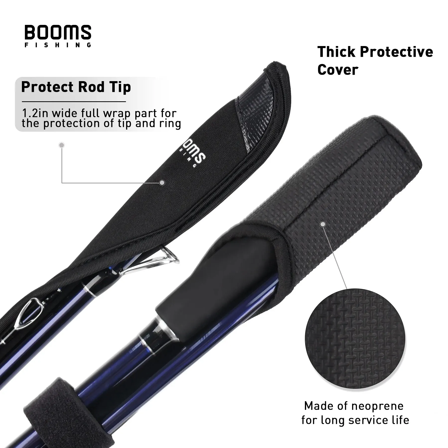 Fishing Rod Protective Sheath Case Booms Fishing RS6 Fly Fishing Rods Cover Pole Bag Holder Belt Straps Wrap Portable Tools Accessories