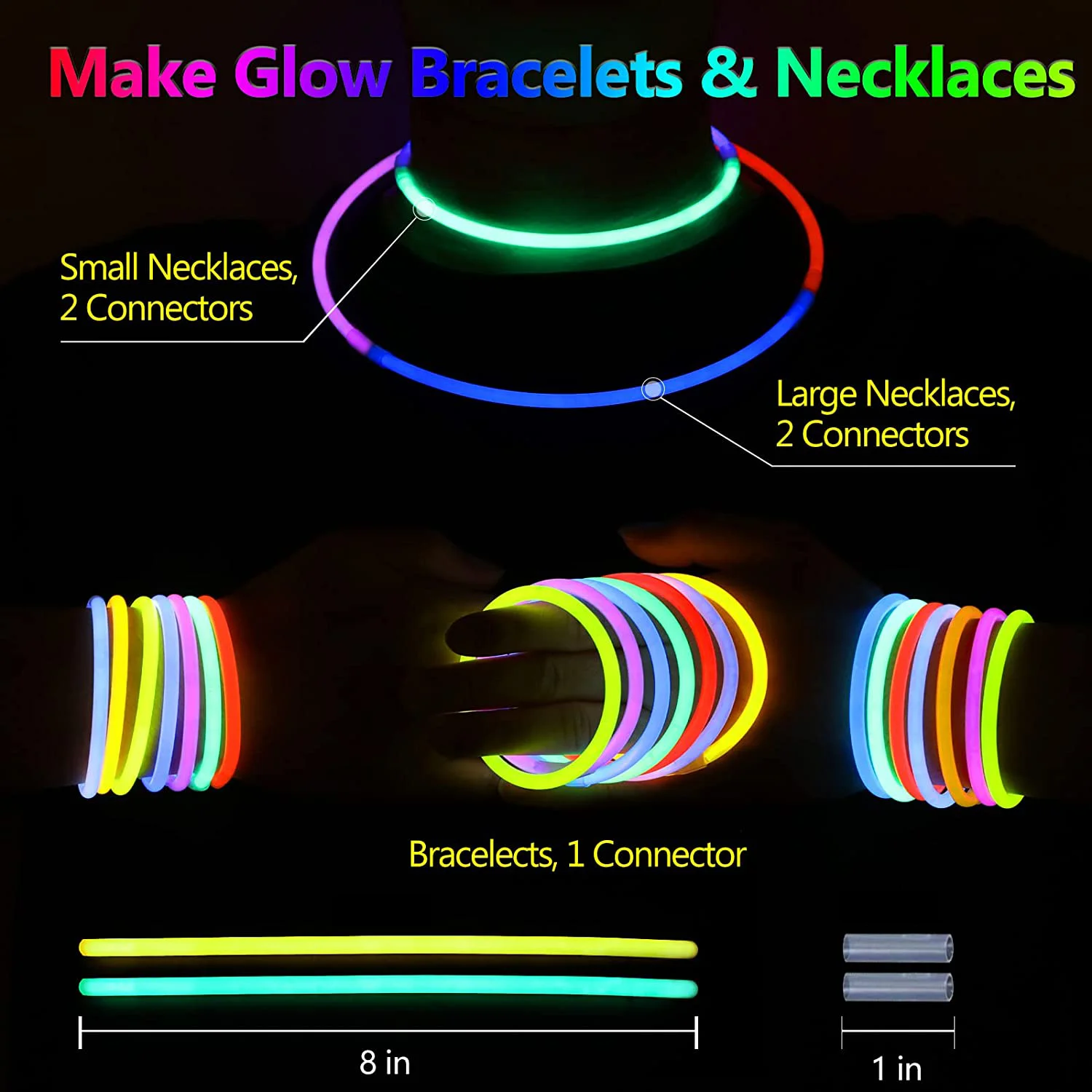 Glowstick Wedding Exit Ideas 8 Inch Glow in the Dark Light Up Sticks Glow  Neon Party Decorations Favors with Connectors