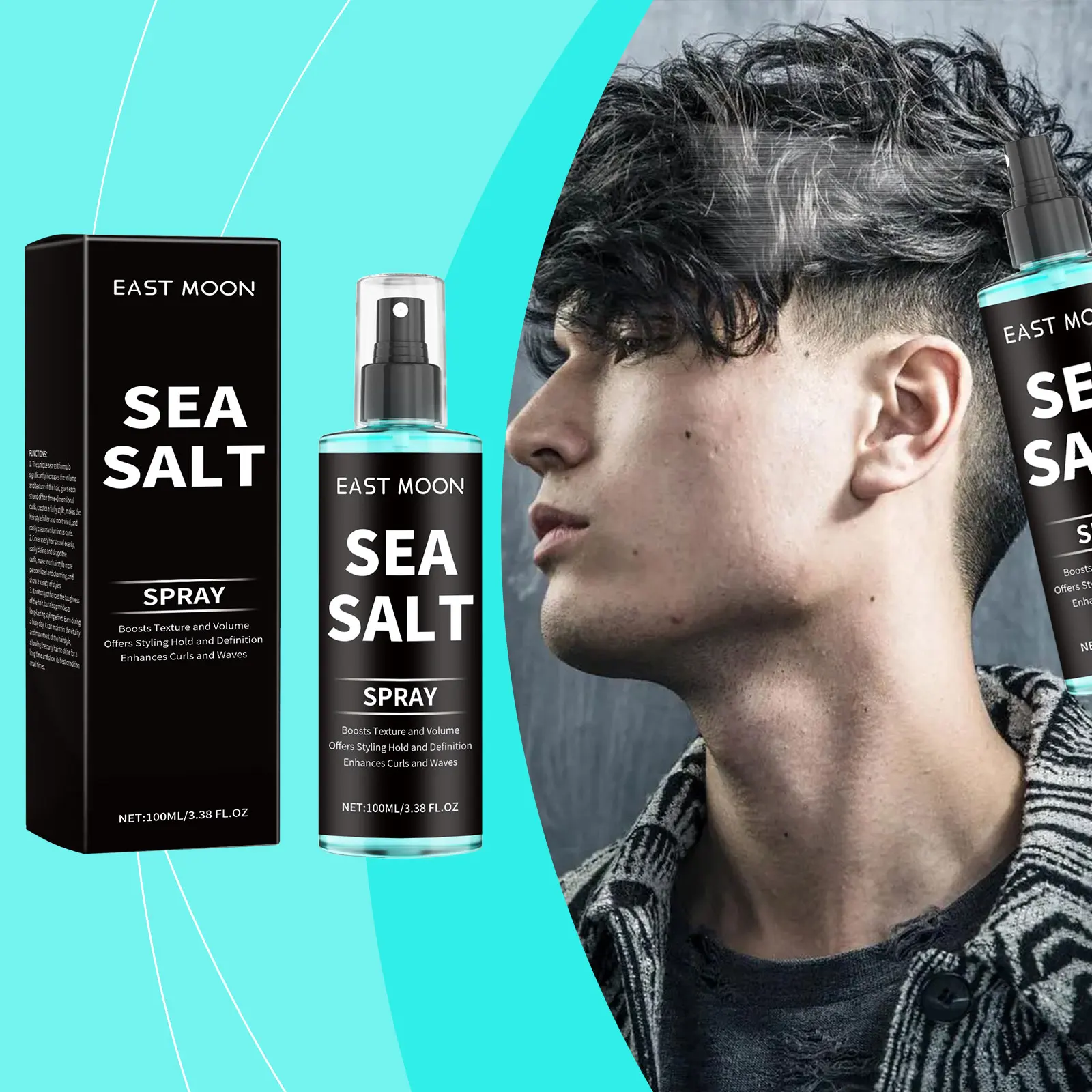 Sea Salt Curl Spray Long-lasting Setting Elastin Curl Spray for Lazy People Refreshing Hair Enhance Hair Elasticity
