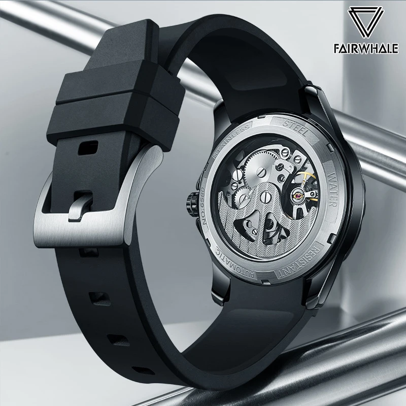 Fashion Men Automatic Watches Luxurious Brand Mark Fairwhal Rubber Strap Casual Men Mechanical Wristwatches Out Waterproof Clock