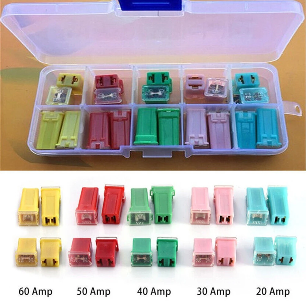20pcs Car fuses kit JCase box shaped mini tall Low car fuse combination kit square set suitable for 20A 30A 40A 50A 60A