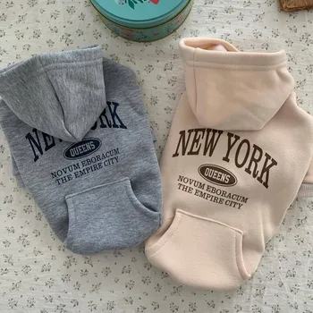 S6a69be09dc434248933c606dffa851222.jpg Autumn and Winter Pet Sweatshirts Warm Clothes for Dogs Teddy Letter Print Hoodies Bichon Frise Fleece Two-Legged Clothes