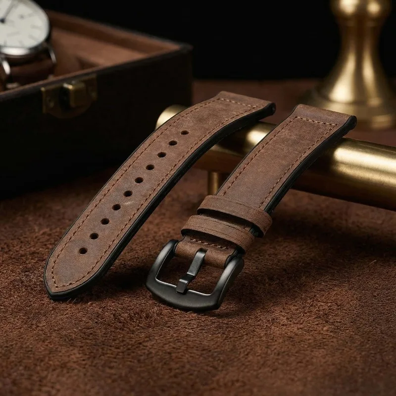 Vintage Leather Smart Watch Strap, Premium 20mm/22mm Bracelet