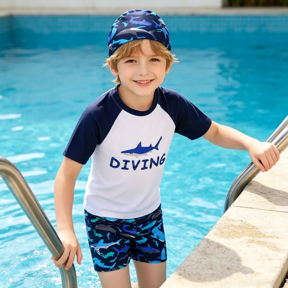 Kids Swimming Suits Children Swimsuit Boys Swimwear Set Cartoon Beachwear Surf Bathing Outfits for 4 5 6 7 8 9 10 11 12 13 Years - 6