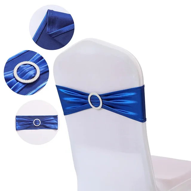 Fleur de dossier de chaise de banquet de mariage d'hôtel de luxe-bande élastique sans cravate avec le design de feuille d'or 2