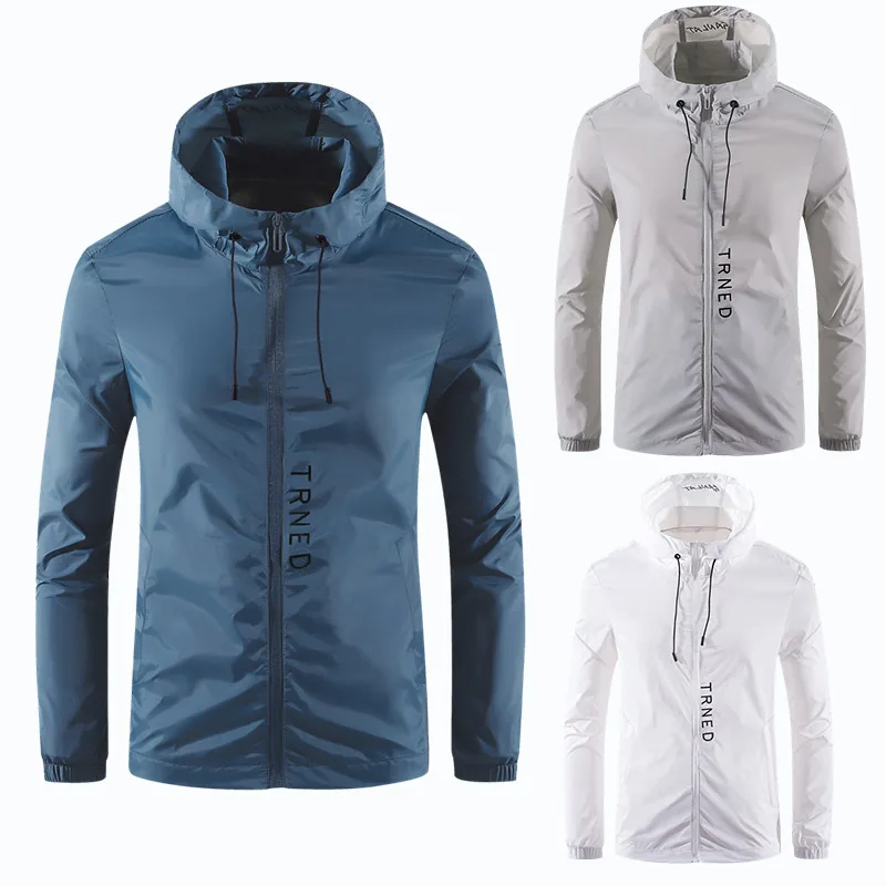 

2023 Men's Sunscreen Jacket Men's Summer Ultra-Thin Uv Protection Breathable Air Conditioning Shirt Ice Silk Trend Print Jacket